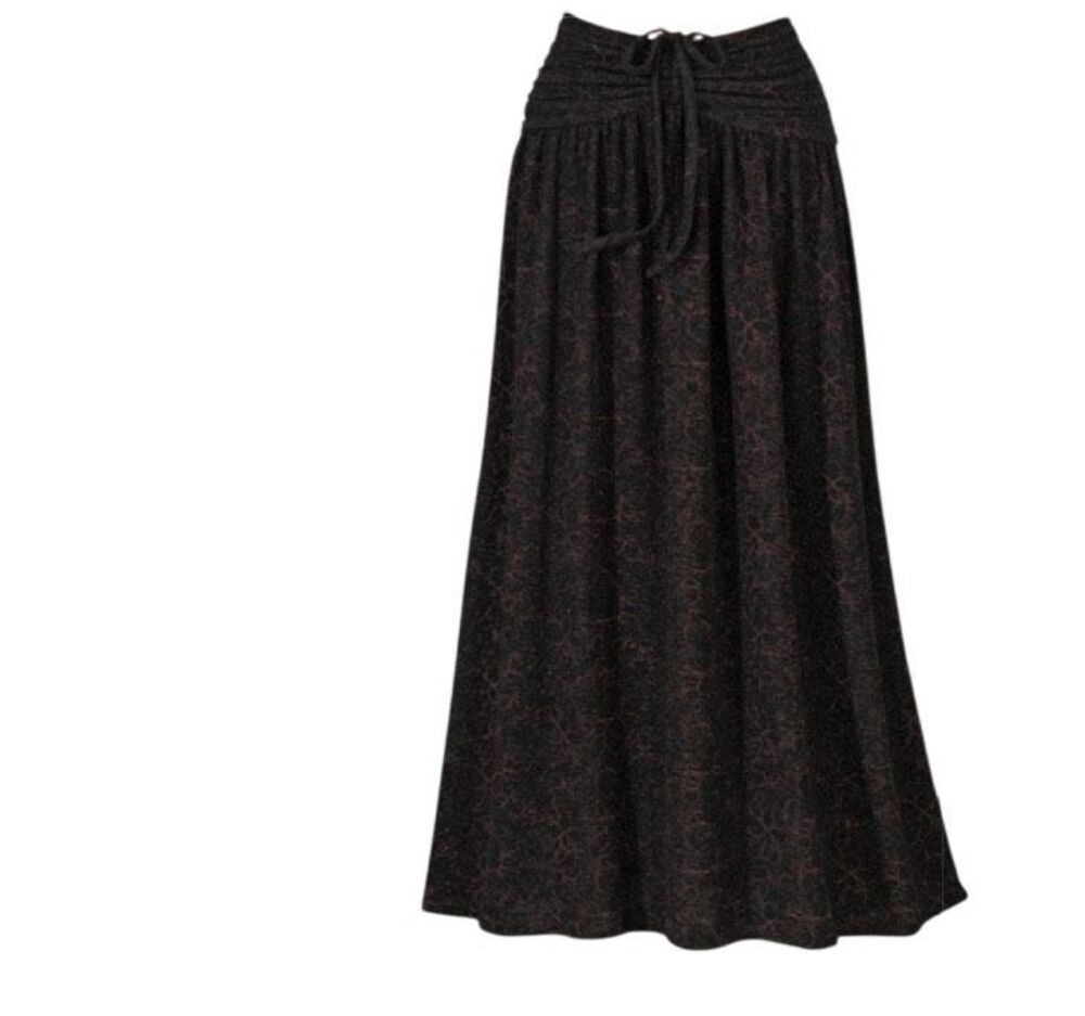 Pyramid Collection Heat Lightning Ruched Maxi Skirt Black Whimsigoth boho L NEW